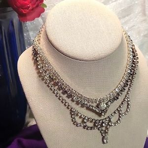 Vintage Lot of Three(3) Rhinestone Necklaces